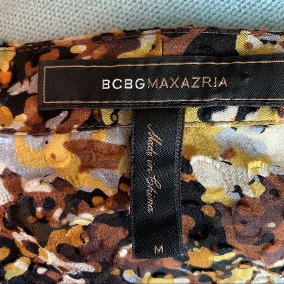 BCBGMaxAzria Brown and Gold Floral Flowy Blouse - Picture 4 of 5